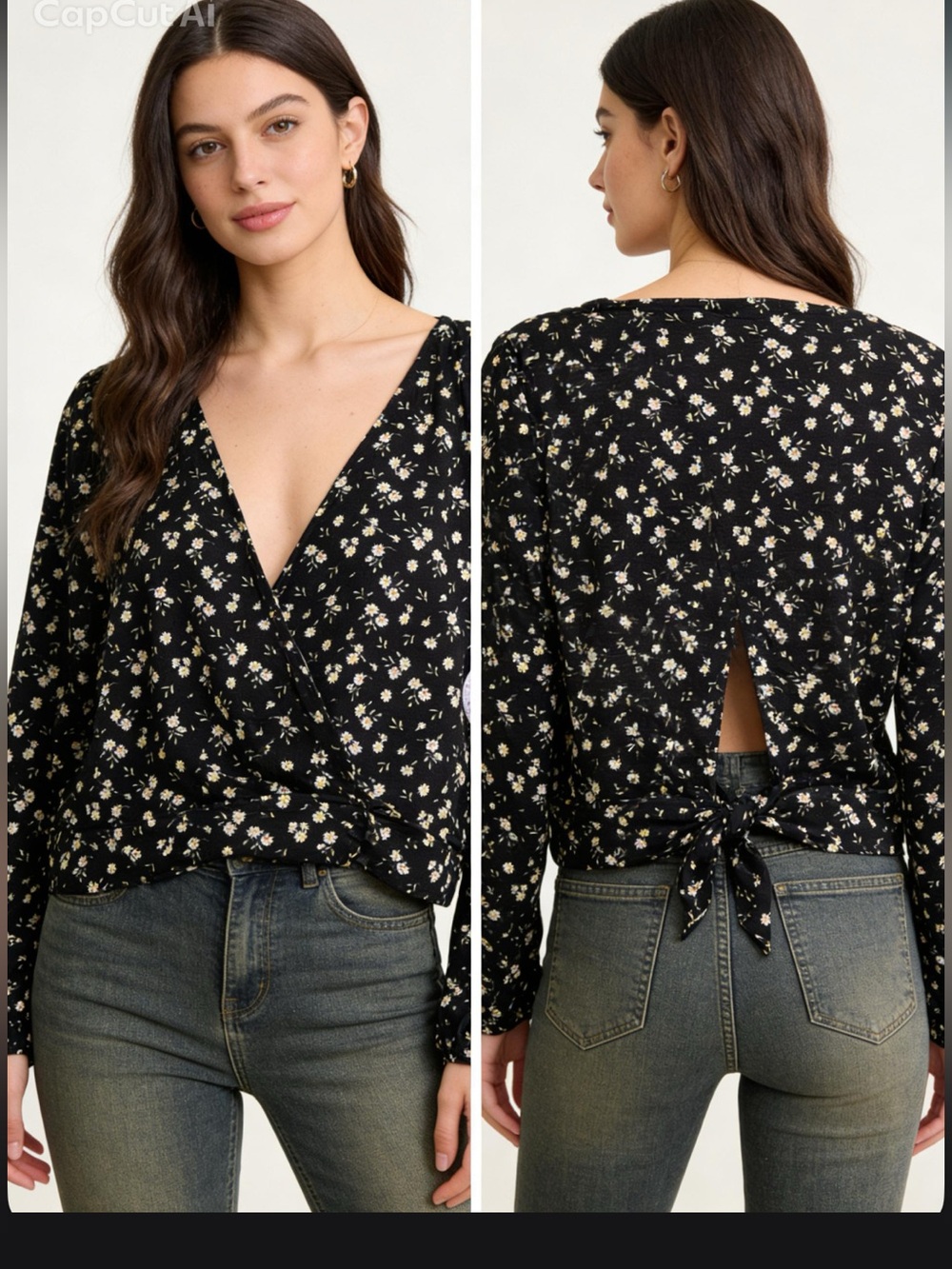 👗Love & Joy black floral top